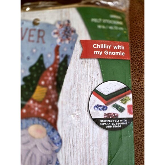 Bucilla Chillin With My Gnomie Personalized Felt Stocking Kit - Picture 2 of 3